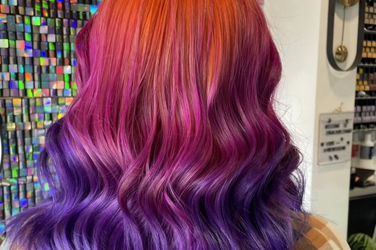 Orange, pink and violet colour styled in waves